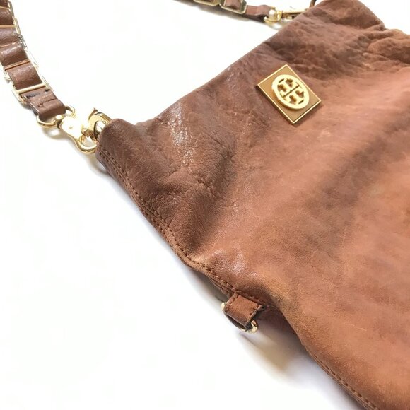 Tory Burch Louisa Leather Messenger Bag Crossbody Purse Womens Brown Leather - Picture 13 of 14